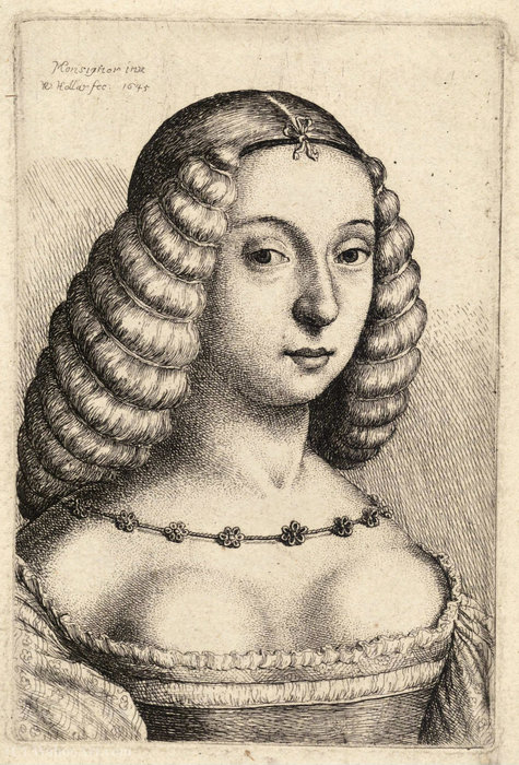 WikiOO.org - Encyclopedia of Fine Arts - Schilderen, Artwork Francesco Bonsignori - Young woman with hair in rolls, after Bonsignori.