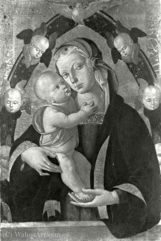 Wikioo.org - The Encyclopedia of Fine Arts - Painting, Artwork by Francesco D'antonio Da Viterbo - Madonna and Child in a mandorla of seraphim.
