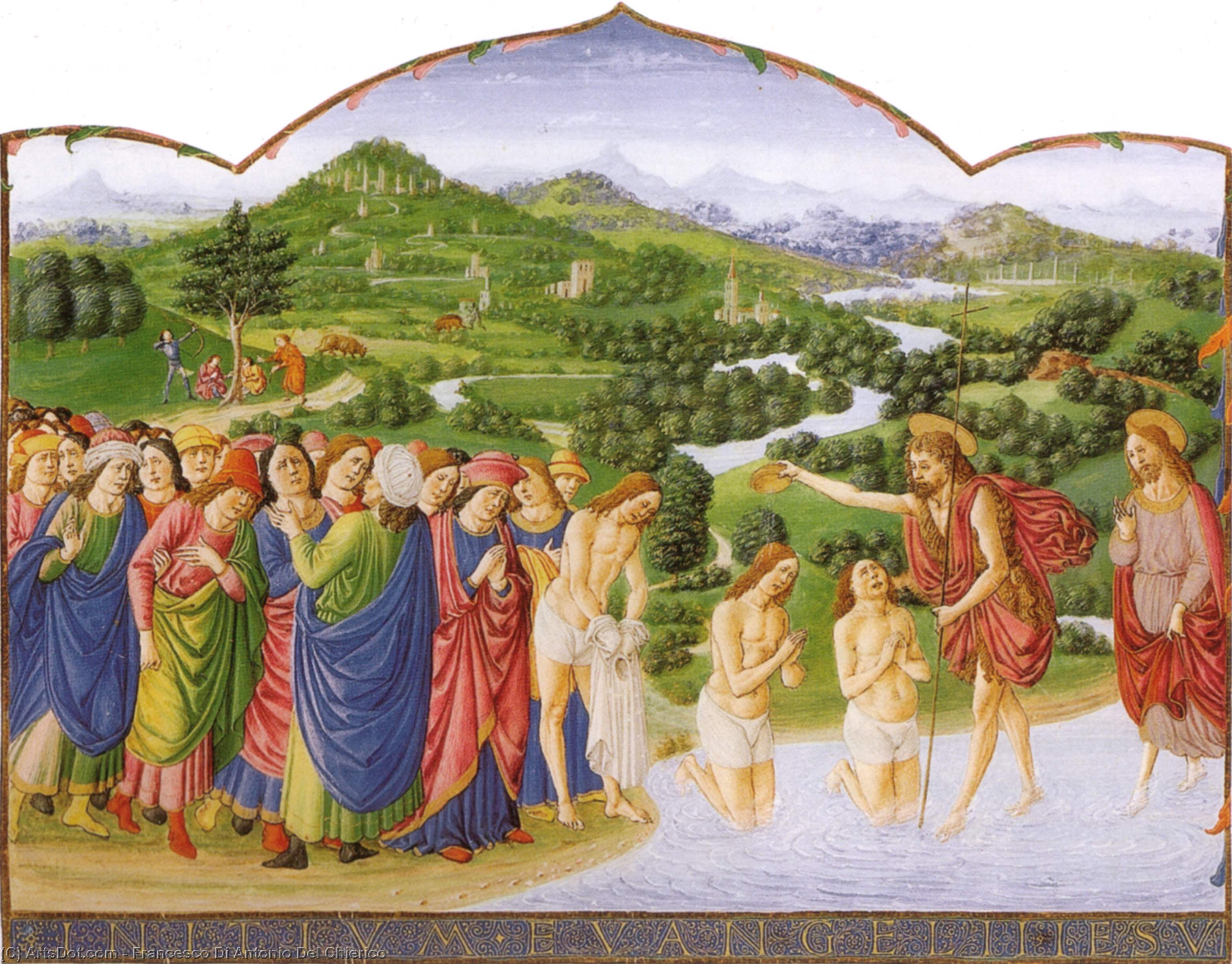 Wikioo.org – L'Encyclopédie des Beaux Arts - Peinture, Oeuvre de Francesco Di Antonio Del Chierico - san giovanni Baptiste baptême les foules