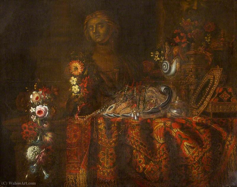 Wikioo.org - The Encyclopedia of Fine Arts - Painting, Artwork by Francesco Fieravino (Il Maltese) - Still Life with a Rich Rug, Salver and Sweetmeats