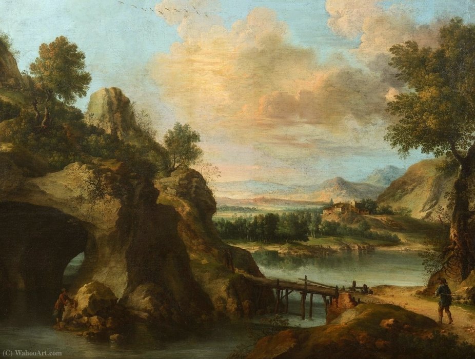 Wikioo.org – L'Enciclopedia delle Belle Arti - Pittura, Opere di Francesco Foschi - Paesaggio di montagna con figure (particolare)