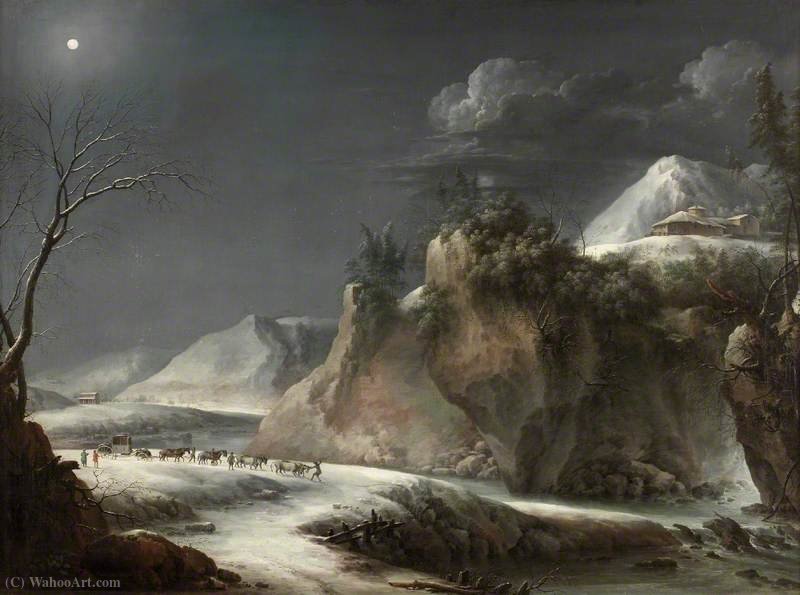 Wikioo.org - The Encyclopedia of Fine Arts - Painting, Artwork by Francesco Foschi - Winter Scene in the Italian Alps