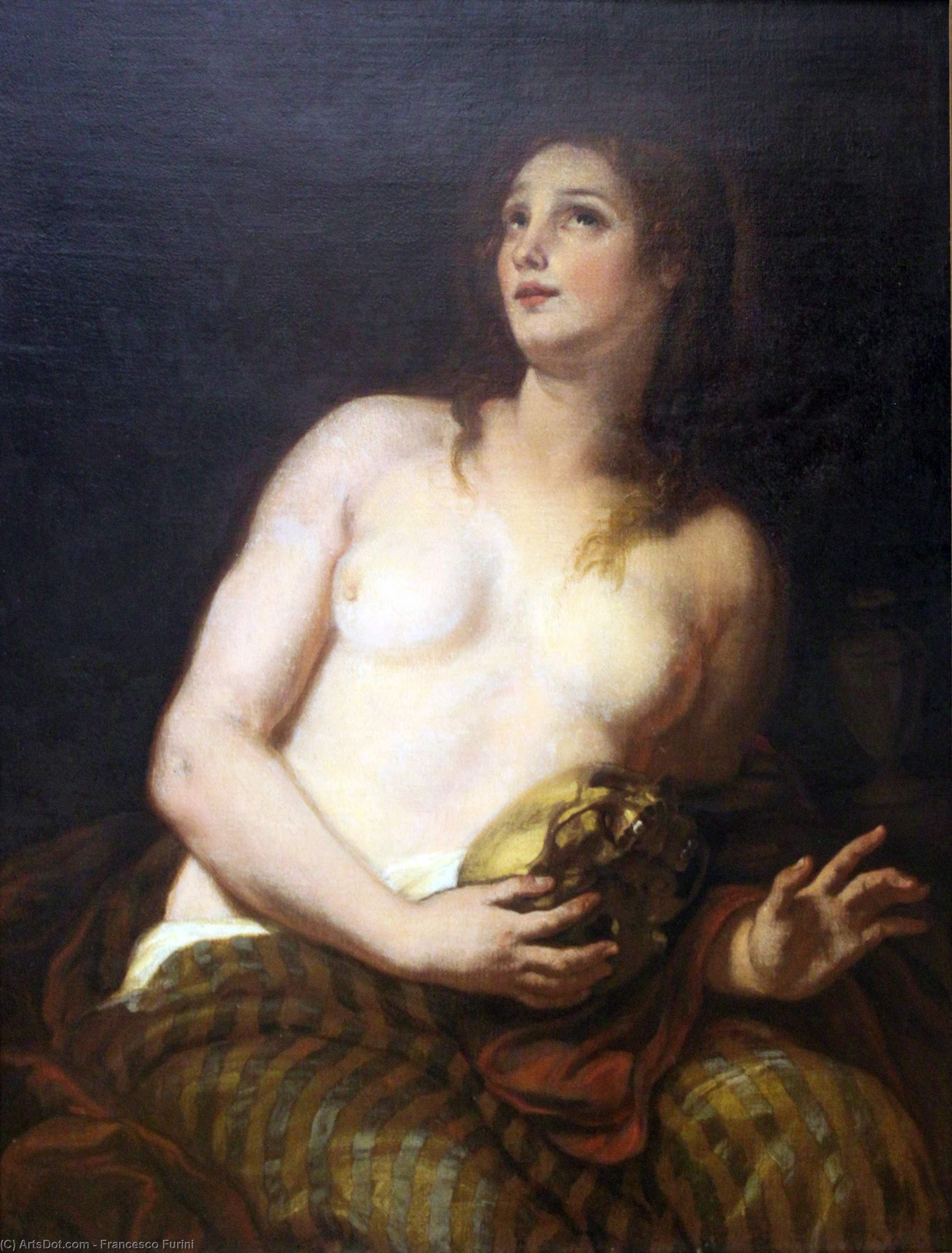 Wikioo.org - The Encyclopedia of Fine Arts - Painting, Artwork by Francesco Furini - The repentant Mary Magdalene