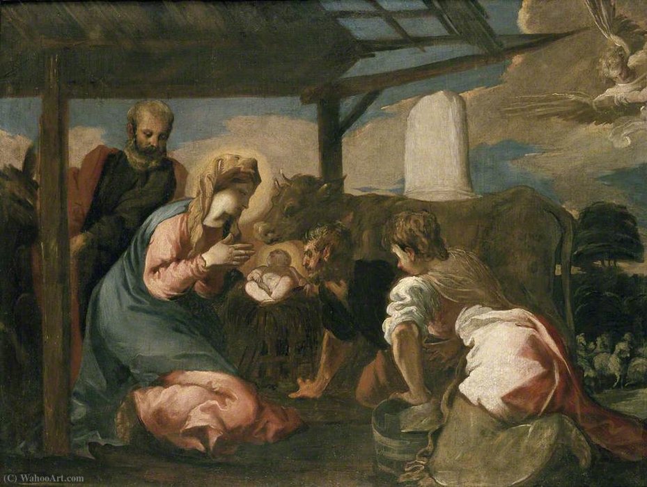 WikiOO.org - Enciklopedija dailės - Tapyba, meno kuriniai Francesco Maffei - The Adoration of the Shepherds