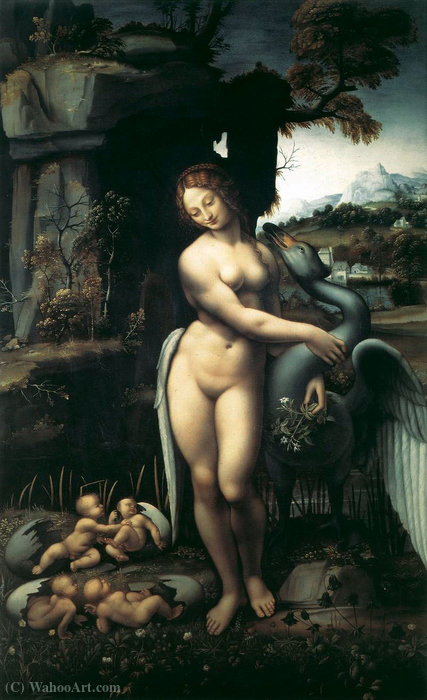 WikiOO.org - Encyclopedia of Fine Arts - Maleri, Artwork Francesco Melzi - Leda and the Swan