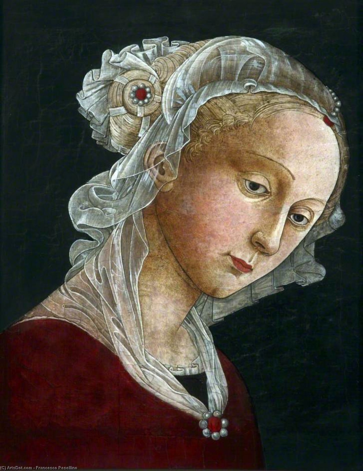 Wikioo.org - The Encyclopedia of Fine Arts - Painting, Artwork by Francesco Di Stefano Pesellino - Head of a Woman