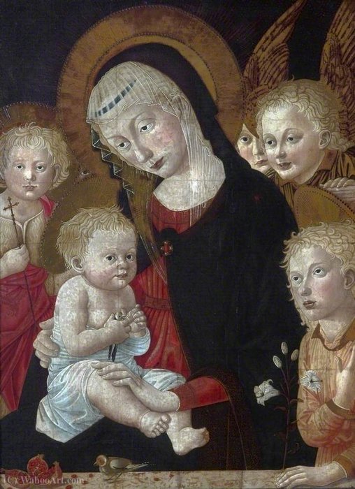 Wikioo.org - The Encyclopedia of Fine Arts - Painting, Artwork by Francesco Di Stefano Pesellino - Madonna and Child with Saint John and Three Angels