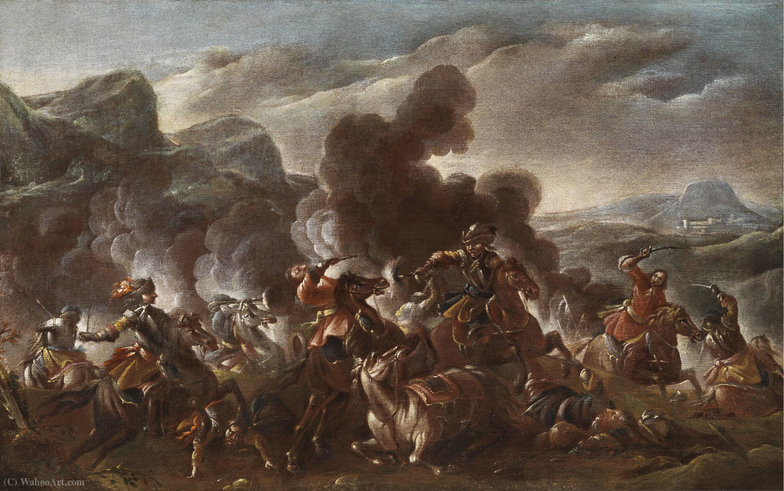 Wikioo.org - The Encyclopedia of Fine Arts - Painting, Artwork by Francesco Simonini - Battle scene from the Turkish Wars.