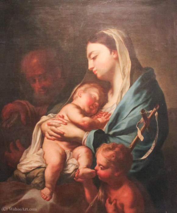 Wikioo.org - The Encyclopedia of Fine Arts - Painting, Artwork by Francesco Trevisani - Madonna and Child with Infant St. John the Baptist and St. Joseph