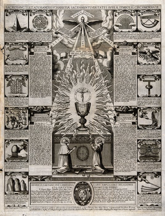 Wikioo.org - The Encyclopedia of Fine Arts - Painting, Artwork by Francesco Villamena - The Eucharist venerated