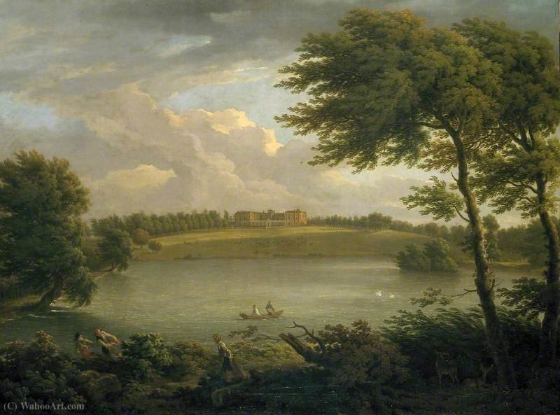 Wikioo.org - The Encyclopedia of Fine Arts - Painting, Artwork by Francis Hayman - View of Copped Hall in Essex, from across the Lake