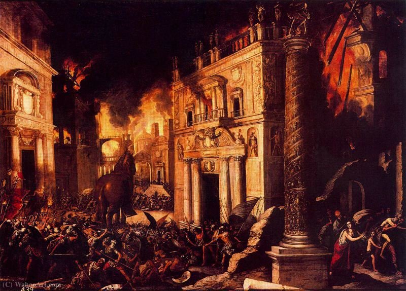 Wikioo.org – La Enciclopedia de las Bellas Artes - Pintura, Obras de arte de Francisco Collantes - Incendio de Troya