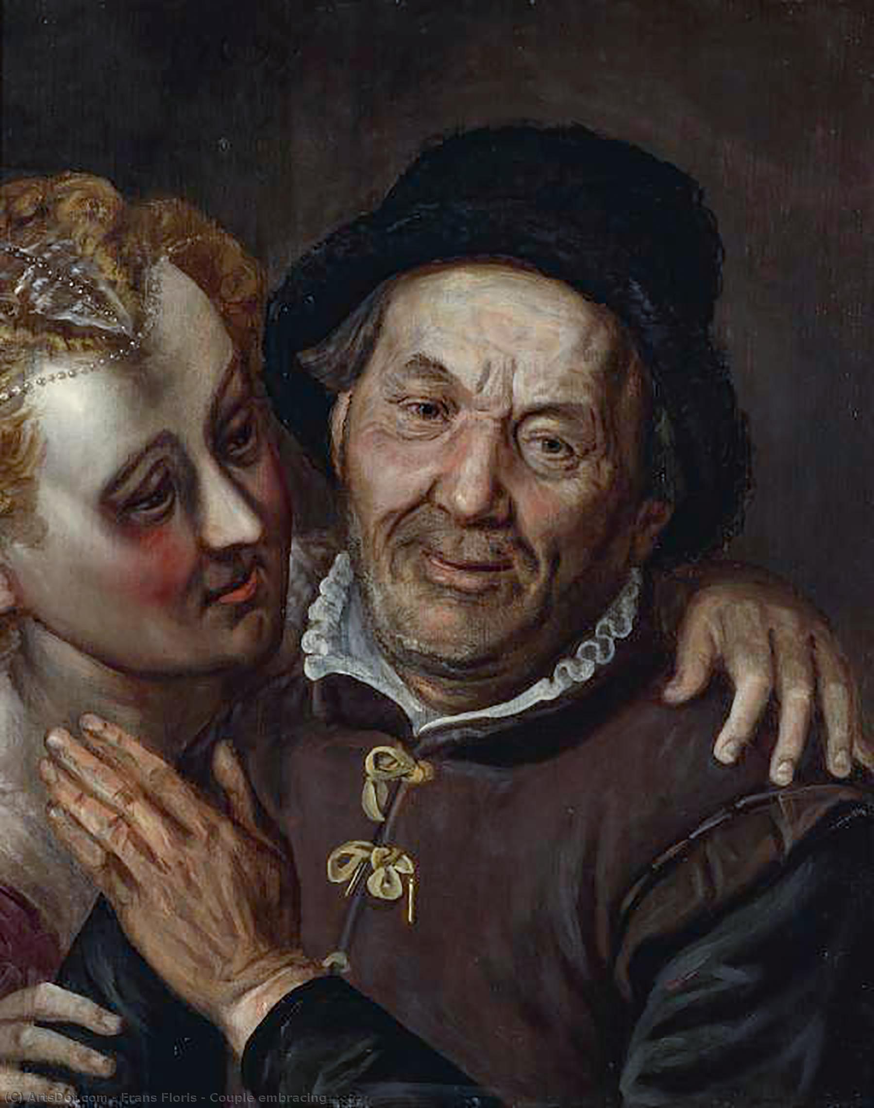 Wikioo.org – La Enciclopedia de las Bellas Artes - Pintura, Obras de arte de Frans Floris - Abrazar Pareja