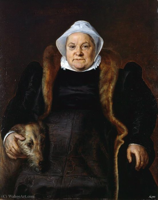 Wikioo.org - The Encyclopedia of Fine Arts - Painting, Artwork by Frans Floris - Portrait old lady (or Woman falconer)