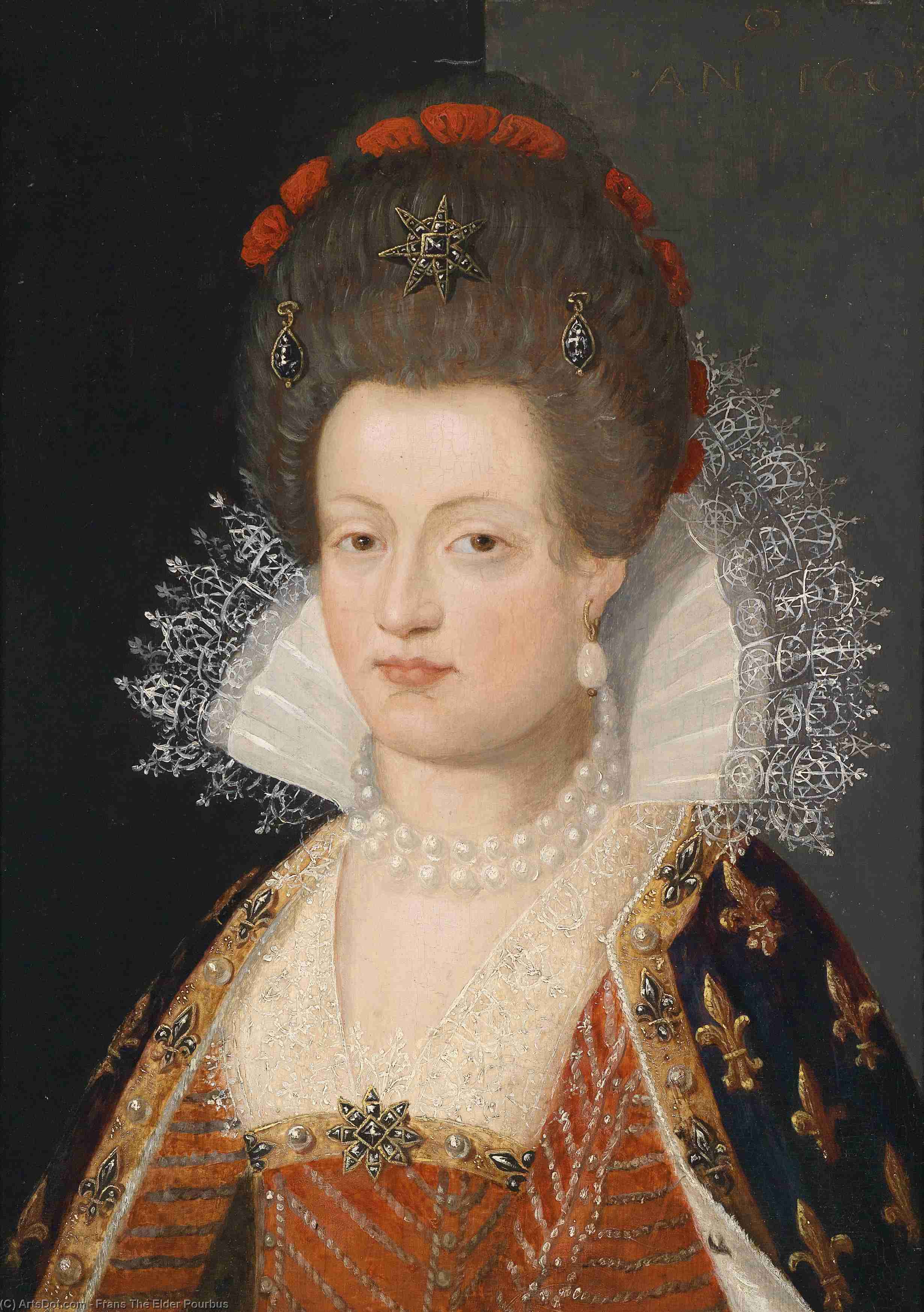 WikiOO.org - Енциклопедия за изящни изкуства - Живопис, Произведения на изкуството Frans The Elder Pourbus - Portrait of Maria de Medici