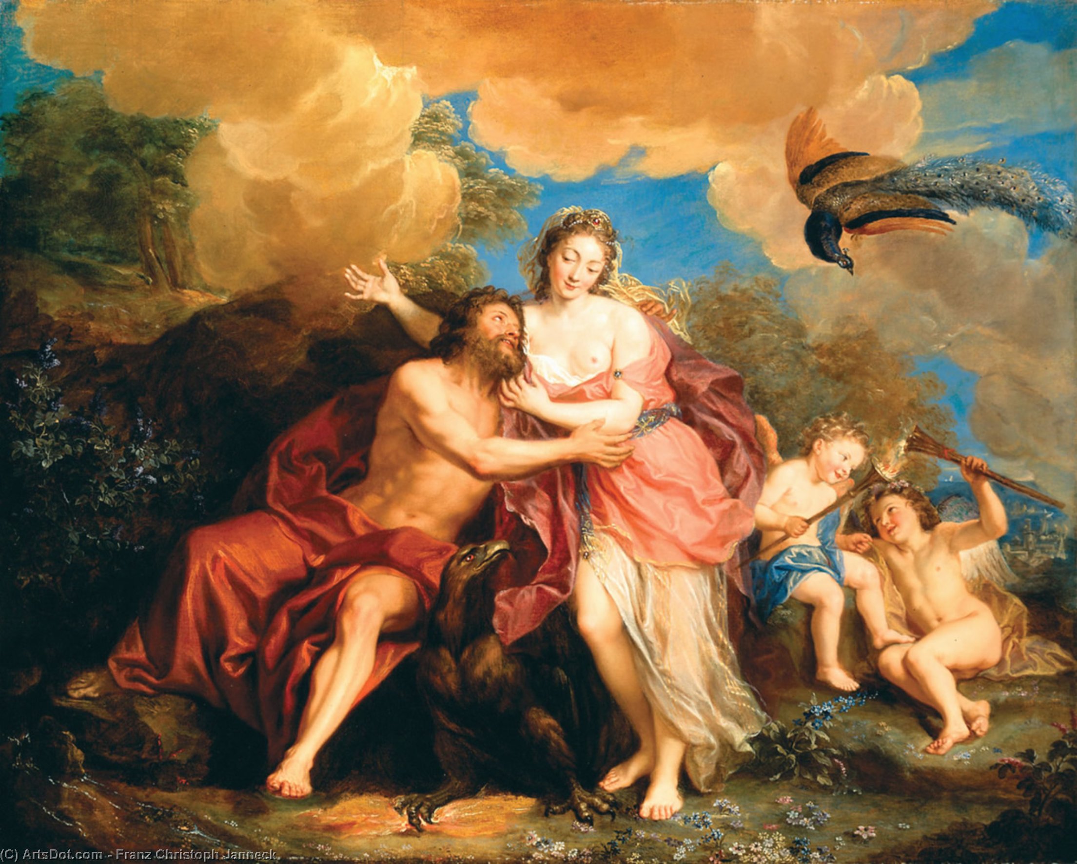 Wikioo.org – L'Encyclopédie des Beaux Arts - Peinture, Oeuvre de Franz Christoph Janneck - Jupiter et Junon