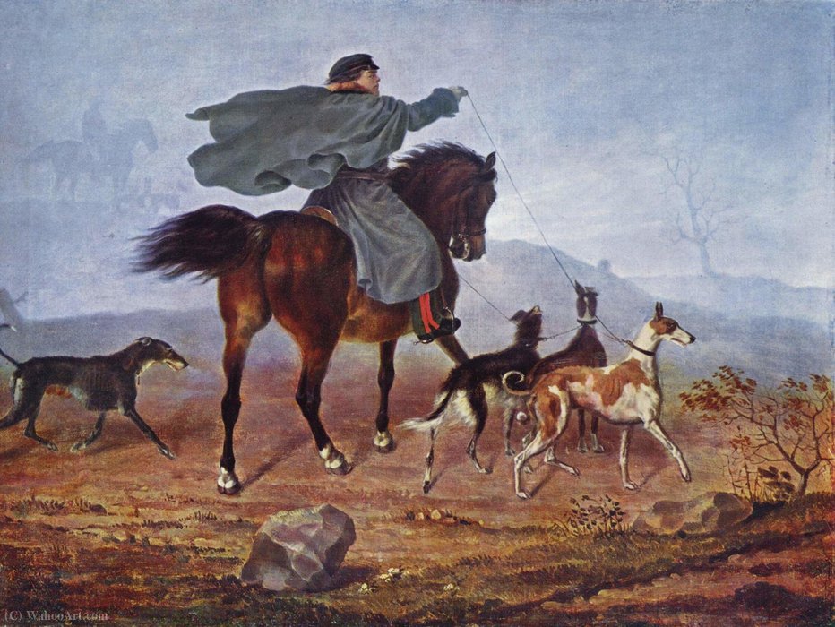 WikiOO.org - Encyclopedia of Fine Arts - Schilderen, Artwork Franz Krüger - Riding to the Hunt