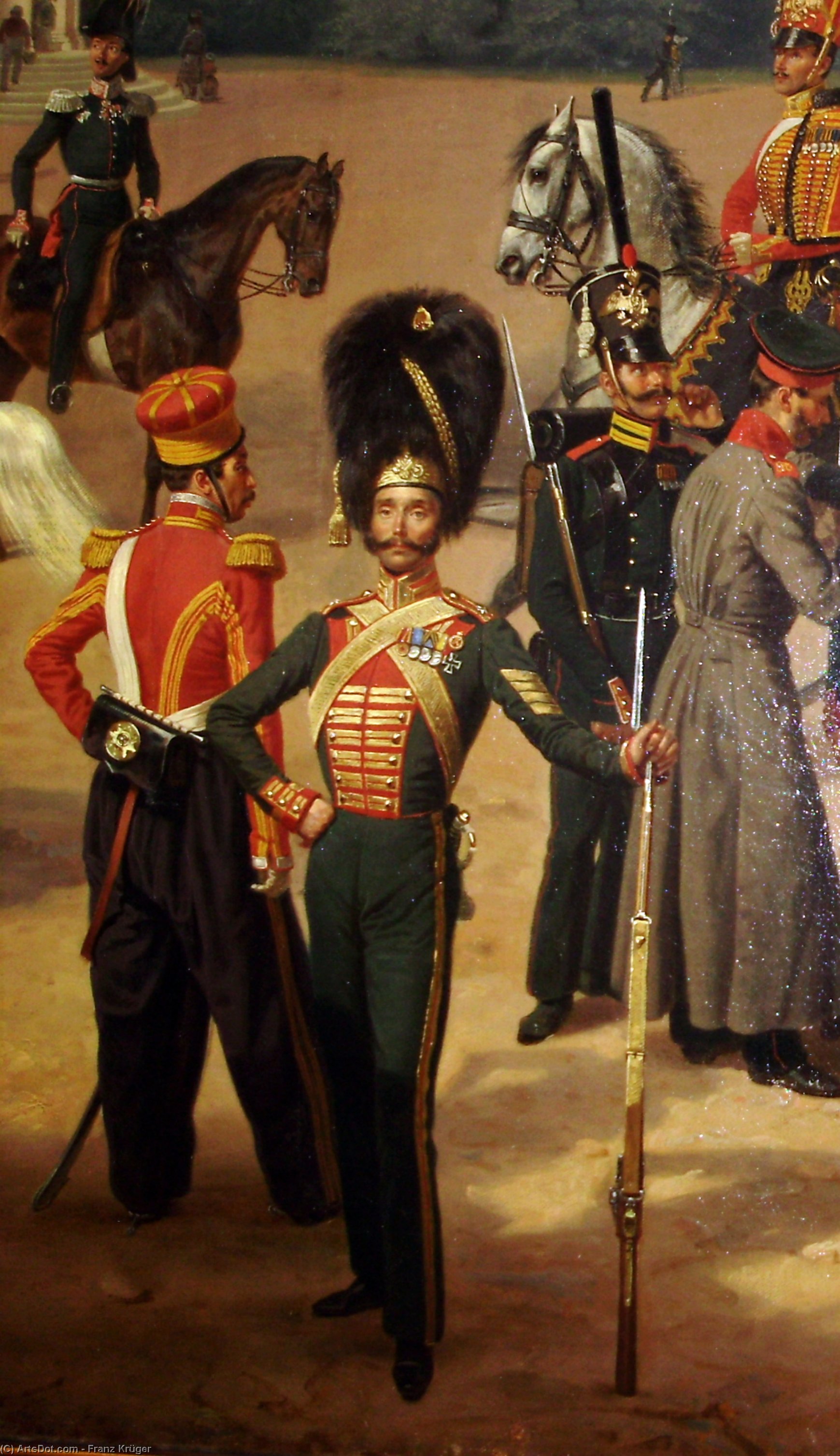 Wikioo.org - The Encyclopedia of Fine Arts - Painting, Artwork by Franz Krüger - Russian Guards at Tsarskoye Selo in (18321)