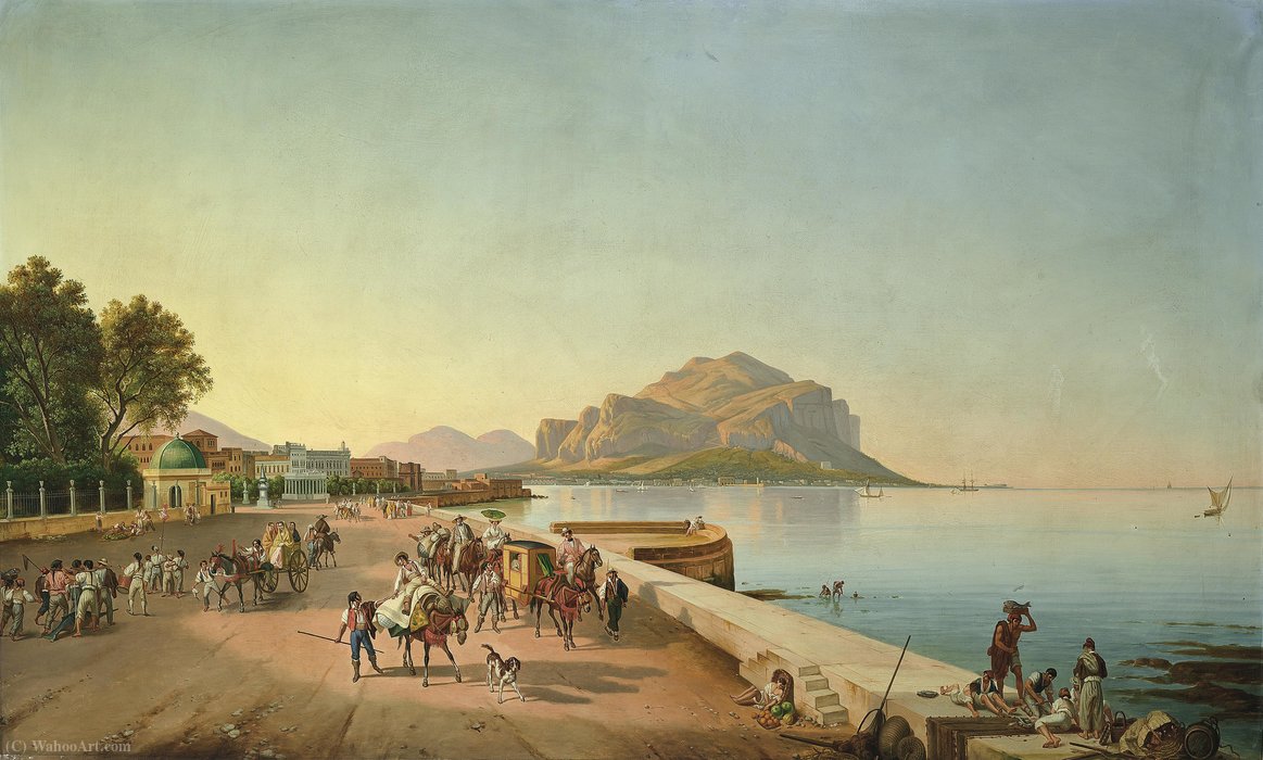 WikiOO.org - Εγκυκλοπαίδεια Καλών Τεχνών - Ζωγραφική, έργα τέχνης Franz Ludwig Catel - Walk in Palermo
