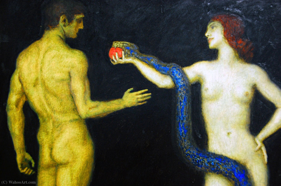 Wikioo.org - The Encyclopedia of Fine Arts - Painting, Artwork by Franz Von Stuck - Adam and Eve