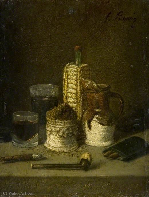 Wikioo.org - Encyklopedia Sztuk Pięknych - Malarstwo, Grafika François Bonvin - Still Life with a Tobacco Pot and a Pipe