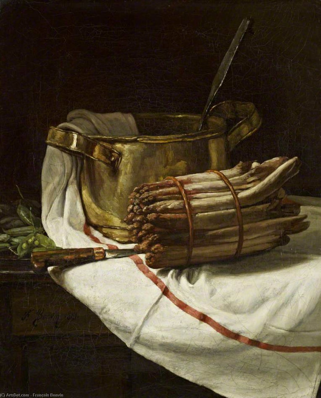 Wikioo.org - The Encyclopedia of Fine Arts - Painting, Artwork by François Bonvin - Still Life with Asparagus