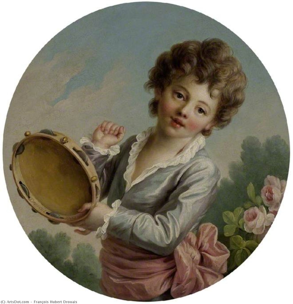 WikiOO.org - Encyclopedia of Fine Arts - Lukisan, Artwork François Hubert Drouais - Child with a Tambourine