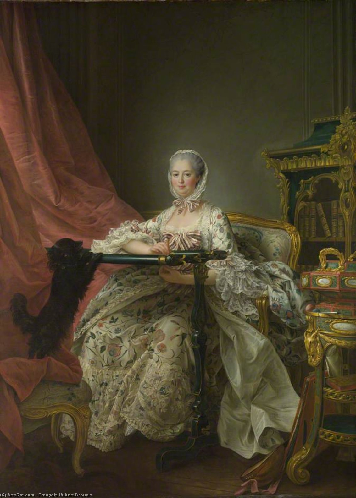 Wikioo.org - Die Enzyklopädie bildender Kunst - Malerei, Kunstwerk von François Hubert Drouais - Madame von Pompadour bei ihr stickrahmen