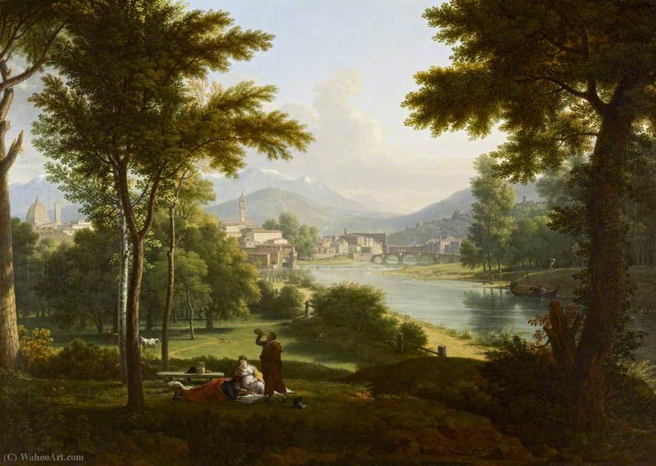 Wikioo.org - The Encyclopedia of Fine Arts - Painting, Artwork by François Xavier Fabre - A View of Florence from the North Bank of the Arno
