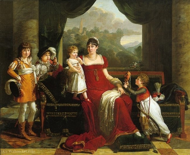 Wikioo.org - The Encyclopedia of Fine Arts - Painting, Artwork by François Xavier Fabre - Portrait of General Clarke with her four children