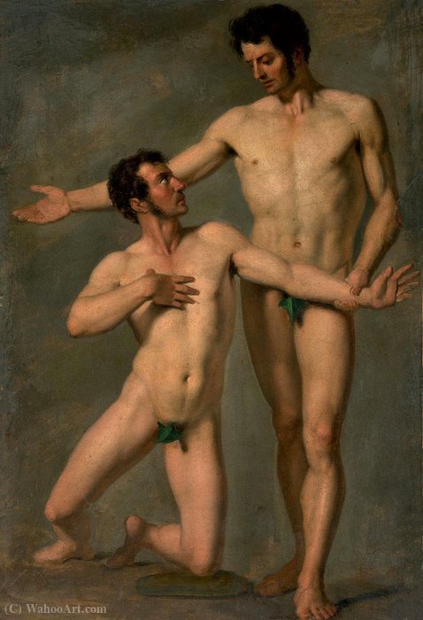Wikoo.org - موسوعة الفنون الجميلة - اللوحة، العمل الفني François Xavier Fabre - Two naked men