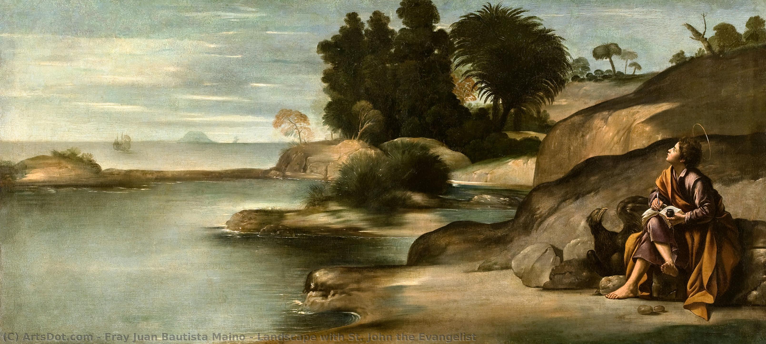 Wikioo.org - The Encyclopedia of Fine Arts - Painting, Artwork by Fray Juan Bautista Maino - Landscape with St. John the Evangelist