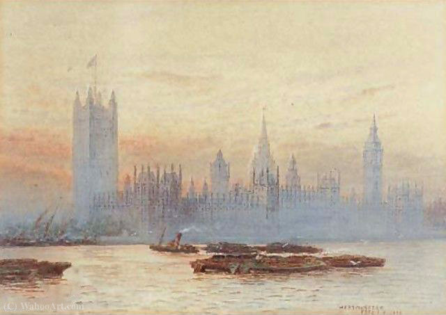 Wikioo.org - The Encyclopedia of Fine Arts - Painting, Artwork by Frederick Edward John Goff - The Houses of Parliament, Westminster