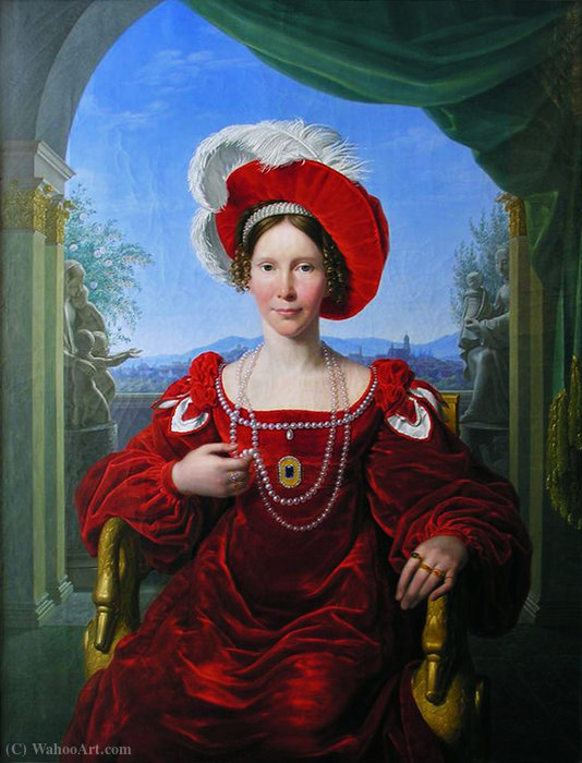 Wikioo.org - Die Enzyklopädie bildender Kunst - Malerei, Kunstwerk von Friedrich Bury - Porträt von Auguste von Hessen-Kassel
