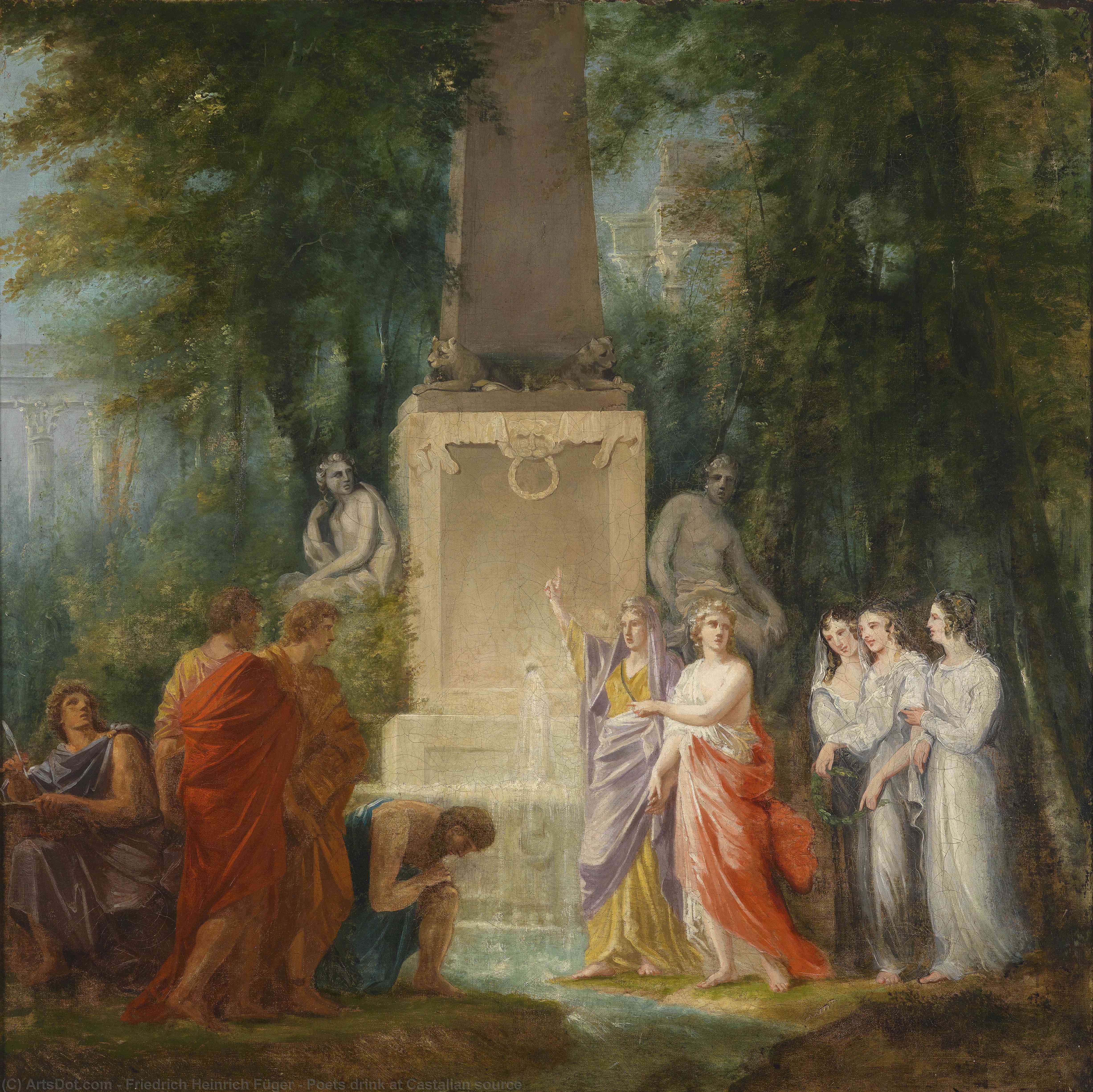 Wikioo.org - The Encyclopedia of Fine Arts - Painting, Artwork by Friedrich Heinrich Füger - Poets drink at Castalian source