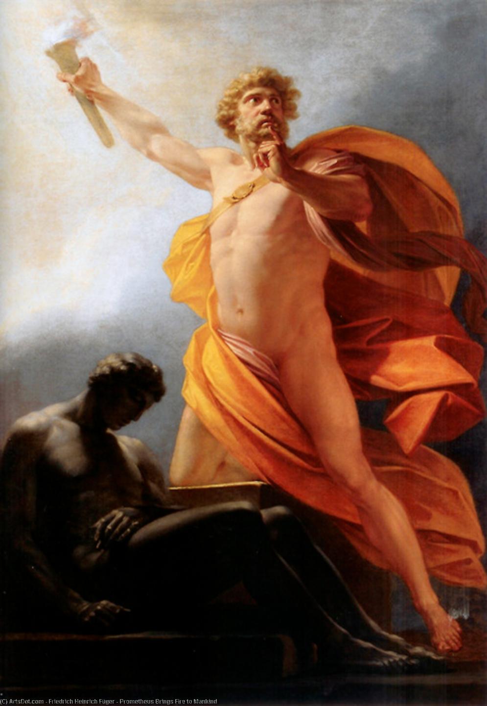 Wikioo.org - The Encyclopedia of Fine Arts - Painting, Artwork by Friedrich Heinrich Füger - Prometheus Brings Fire to Mankind