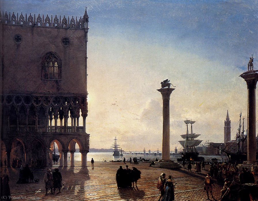 Wikioo.org – L'Encyclopédie des Beaux Arts - Peinture, Oeuvre de Friedrich Nerly - Piazza San Marco de nuit