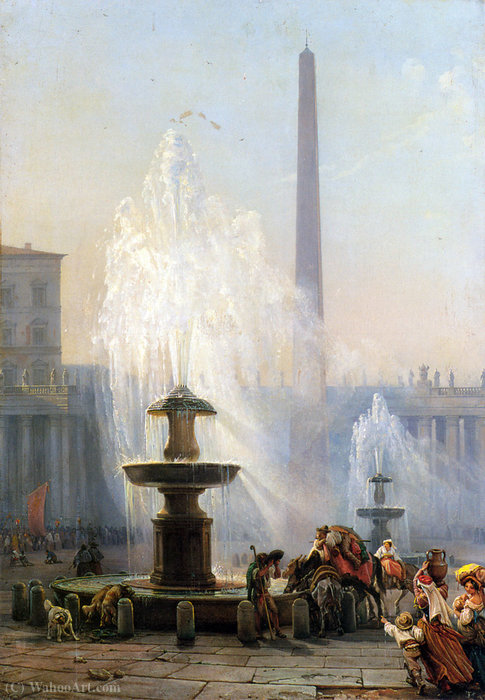 Wikioo.org - The Encyclopedia of Fine Arts - Painting, Artwork by Friedrich Nerly - Piazza san pietro, rome