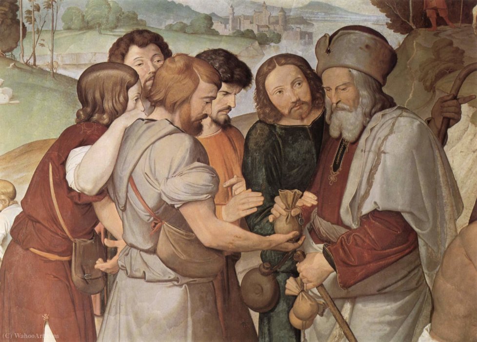 Wikioo.org - The Encyclopedia of Fine Arts - Painting, Artwork by Johann Friedrich Overbeck - Frescoes of the Casa Bartholdy in Rome, the sale of Joseph (detail)