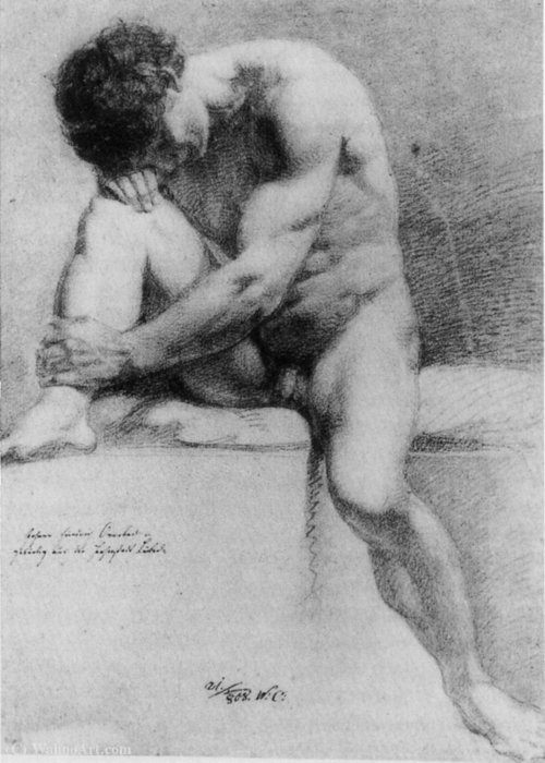 WikiOO.org - Enciclopedia of Fine Arts - Pictura, lucrări de artă Johann Friedrich Overbeck - Seated male nude