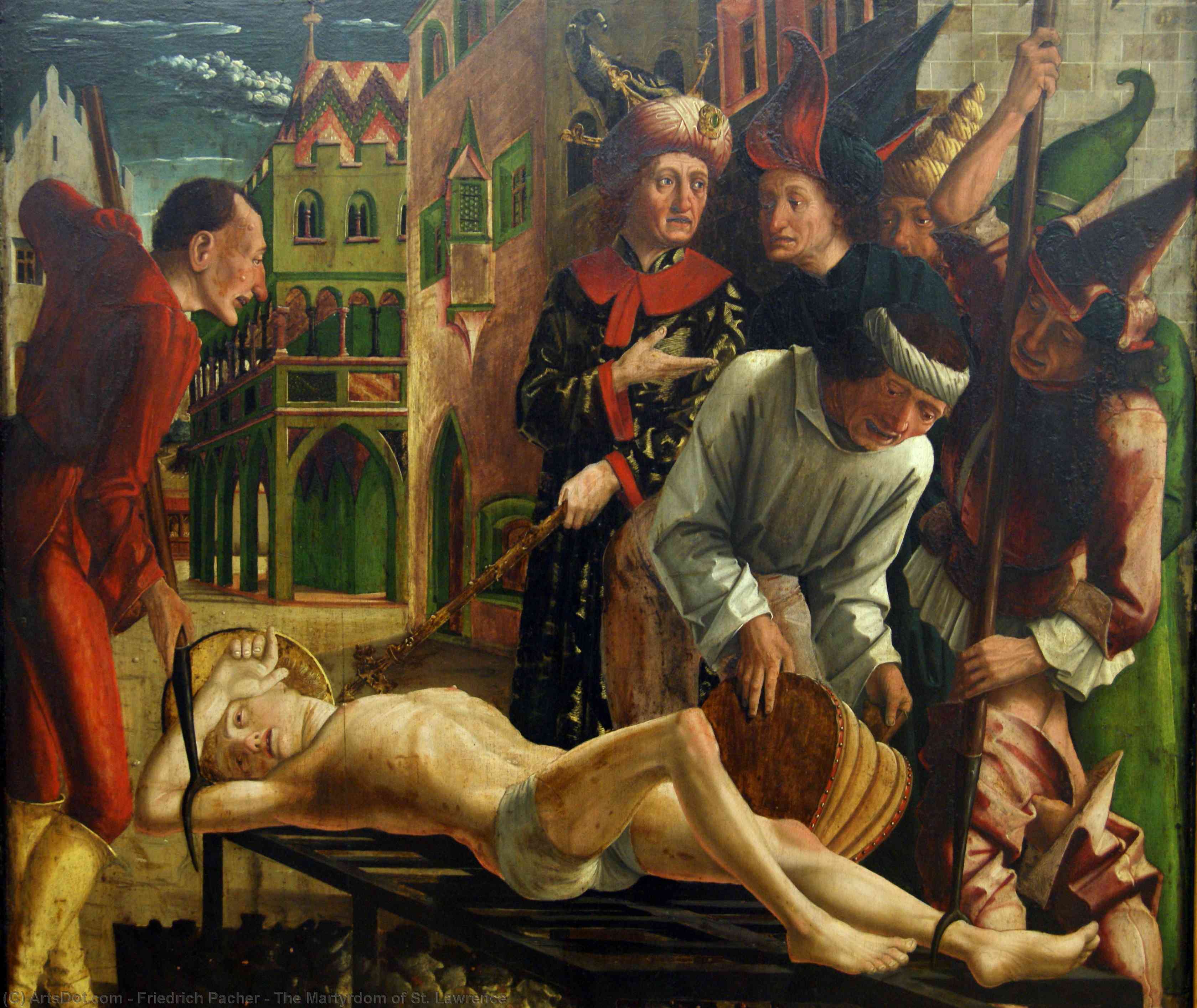 Wikioo.org – L'Enciclopedia delle Belle Arti - Pittura, Opere di Friedrich Pacher - il martirio di san . Lawrence