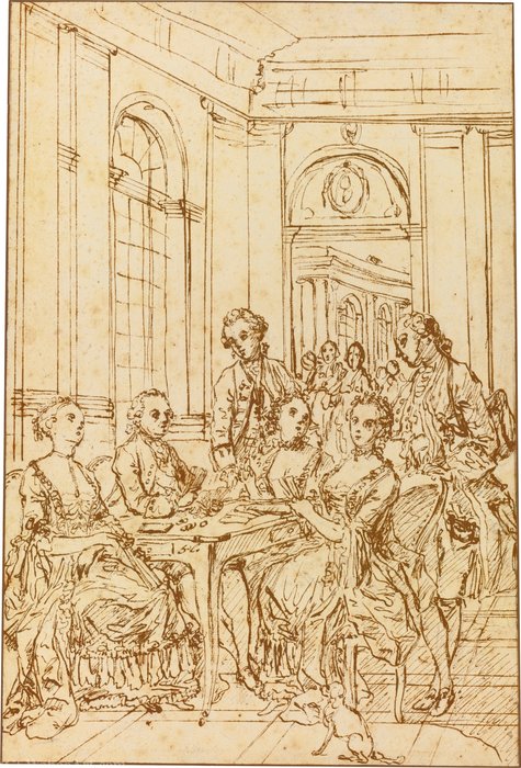 WikiOO.org - Encyclopedia of Fine Arts - Maalaus, taideteos Gabriel Jacques De Saint Aubin - The card game