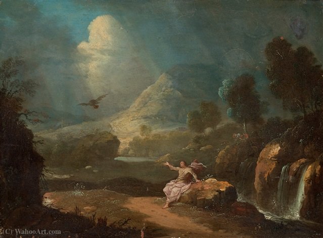 Wikioo.org – L'Enciclopedia delle Belle Arti - Pittura, Opere di Gabriel Pérelle - Paesaggio con San Giovanni