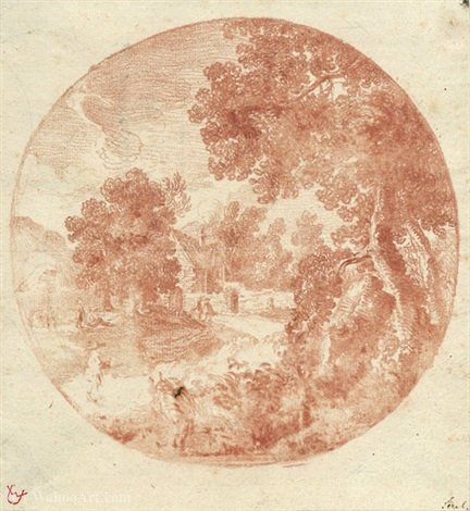 Wikioo.org - The Encyclopedia of Fine Arts - Painting, Artwork by Gabriel Pérelle - Pastoral landscape with decorative figures