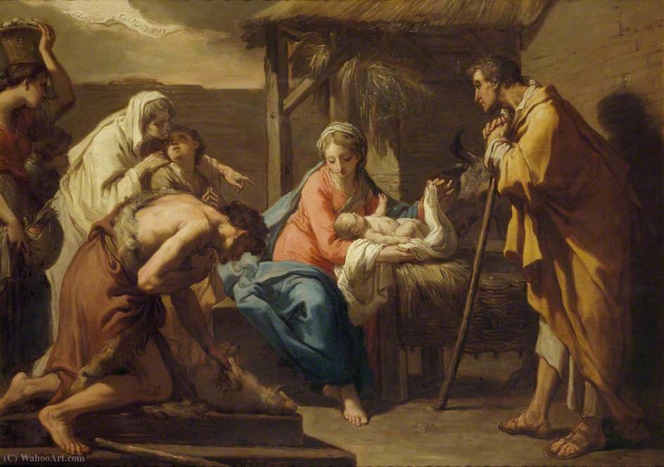 Wikioo.org - Bách khoa toàn thư về mỹ thuật - Vẽ tranh, Tác phẩm nghệ thuật Gaetano Gandolfi - The Adoration of the Shepherds