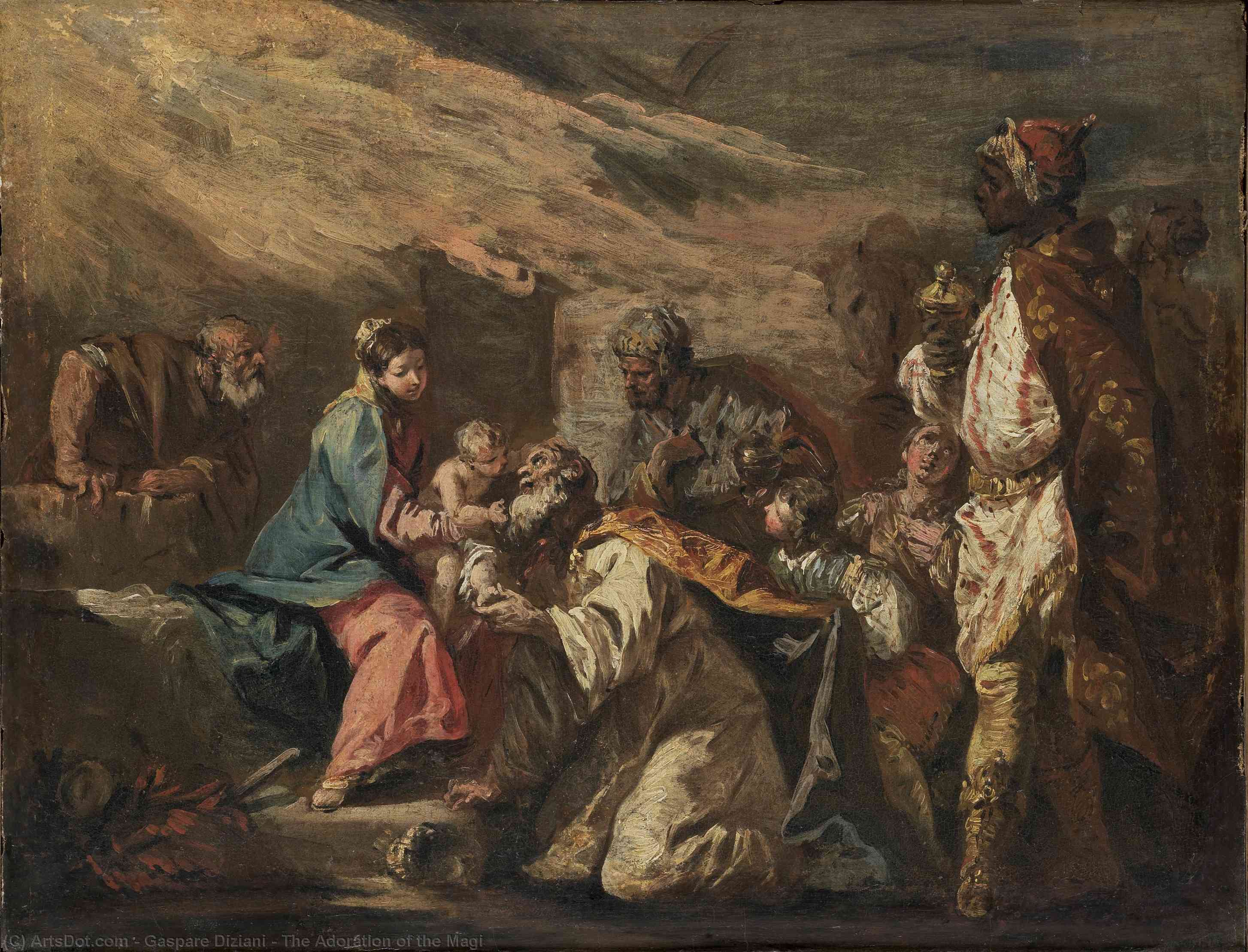 WikiOO.org - Encyclopedia of Fine Arts - Målning, konstverk Gaspare Diziani - The Adoration of the Magi