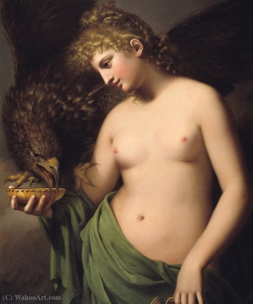 Wikioo.org - The Encyclopedia of Fine Arts - Painting, Artwork by Gaspare Landi - Hebe offering cup to Jupiter in form of eagle‎