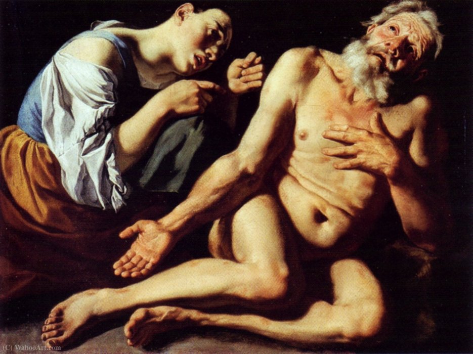 Wikioo.org – L'Enciclopedia delle Belle Arti - Pittura, Opere di Gaspare Traversi - Giobbe deriso da sua moglie.
