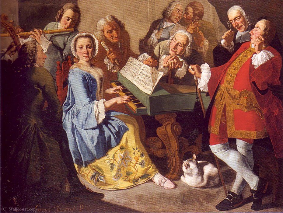 WikiOO.org - אנציקלופדיה לאמנויות יפות - ציור, יצירות אמנות Gaspare Traversi - The concert 'A voce sola'