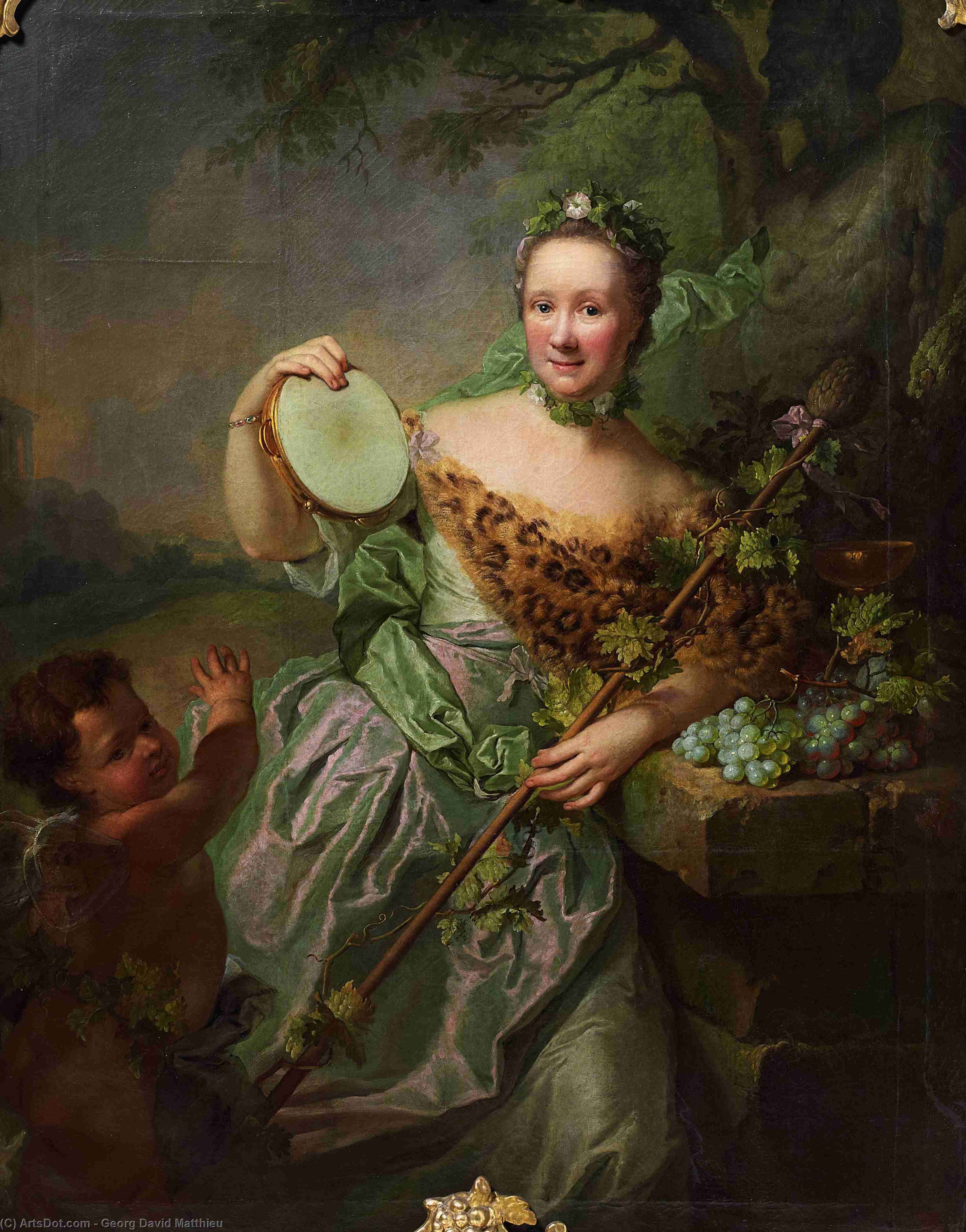 WikiOO.org - Enciklopedija dailės - Tapyba, meno kuriniai Georg David Matthieu - Portrait of Anna Regina from Olthoff as Bacchantin
